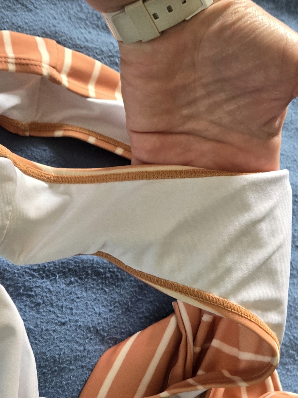 Nani Side Tie Bathing Suit In Terracotta With Stripe. Size L - Picture 13 of 13
